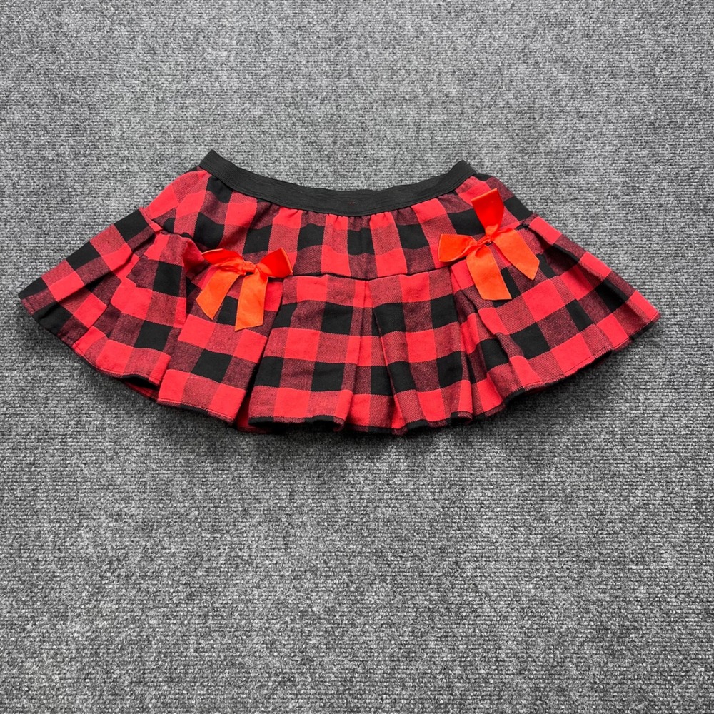 J. Templeton‎ Buffalo Plaid Pleated Bow Red Black Mini Skirt